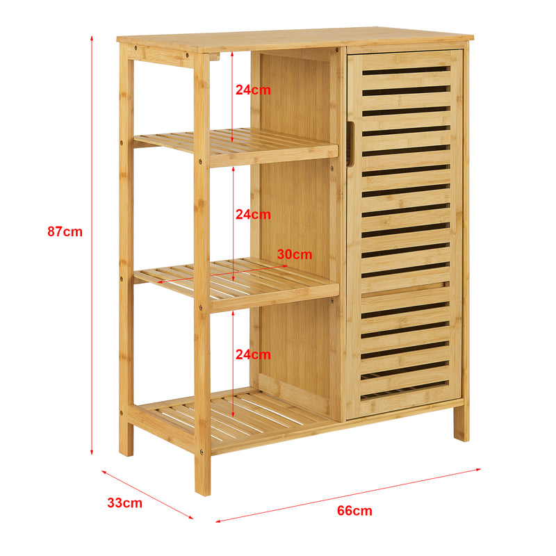 Maßskizze Badezimmerschrank Vetlanda Bambus 87x66x33 cm [en.casa]