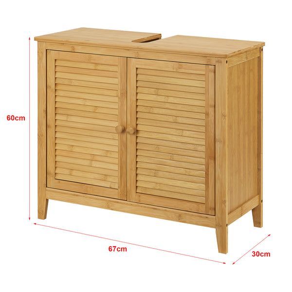Bambus Waschbeckenunterschrank Värmdö 60x67x30cm [en.casa]