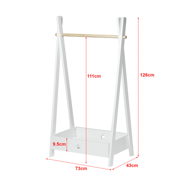 Kinder-Garderobe Laxe 126x73x43 cm Weiß/Natur [en.casa]