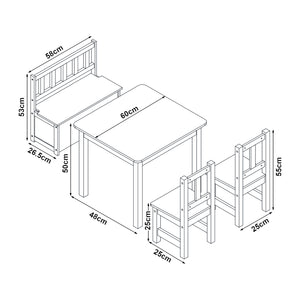 Kindertischset Lousame Kiefernholz Natur / Weiß [en.casa]