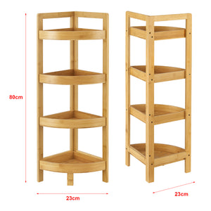 Bambus Badregal Lestijärvi Eckregal mit 4 Ablagen 80x23x23cm [en.casa]
