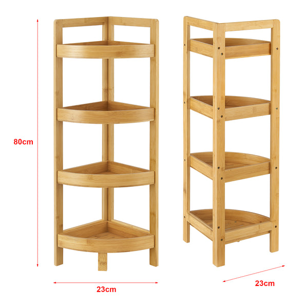 Bambus Badregal Lestijärvi Eckregal mit 4 Ablagen 80x23x23cm [en.casa]