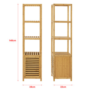 Bambusregal Liminka Badregal mit Schranktür 140x34x33cm [en.casa]