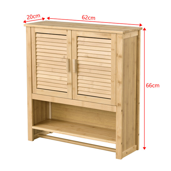 Badezimmerschrank Tyresö Hängeschrank Bambus 66 x 62 x 20 cm [en.casa]