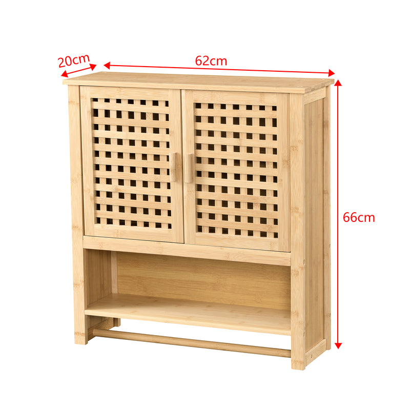 Maßskizze Badezimmerschrank Borlänge Hängeschrank Bambus 66 x 62 x 20 cm [en.casa]