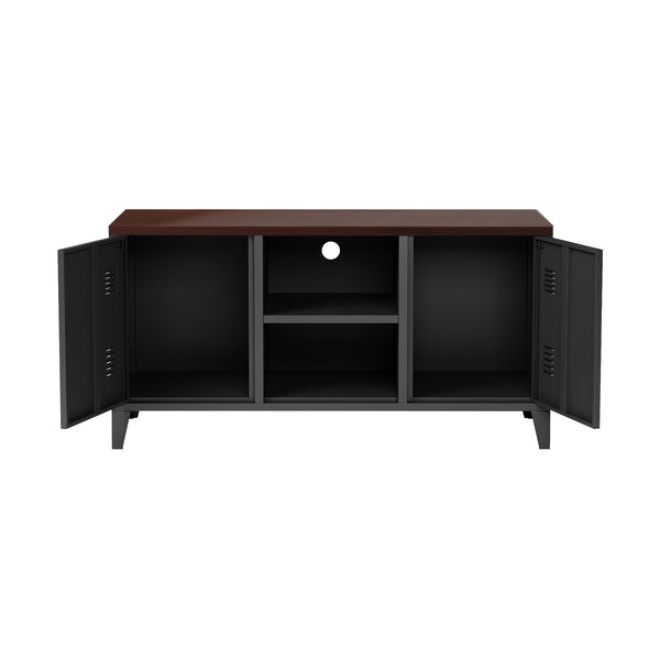 Fernsehtisch Pälkäne 58 x 113 x 40 cm Schwarz / Holzoptik [en.casa]