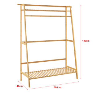 Garderobenständer Föglö 139 x 100 x 40 cm Bambus Natur [en.casa]