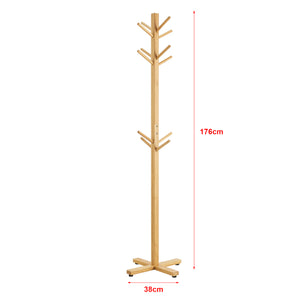Garderobenständer Jämsä 176 x 38 x 38 cm 12 Haken Bambus Natur [en.casa]