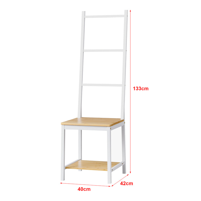 Maßskizze Herrendiener Juuka 133x40x42 cm Kleiderstuhl Bambus [en.casa]