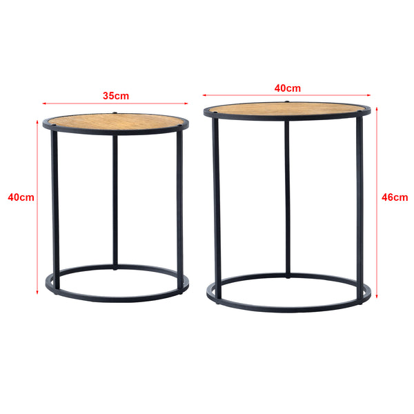 Satztisch Moriusaq im 2er Set rund Holz-Optik [en.casa]