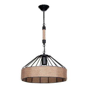 Hängeleuchte Bridgford E27 Metall Juteseil Schwarz/Jutefarben [lux.pro]