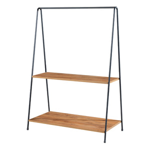 Kleiderständer Bramsnæs mit 2 Ablagen 139 x 100 x 46 cm Schwarz / Walnuss-Optik [en.casa]