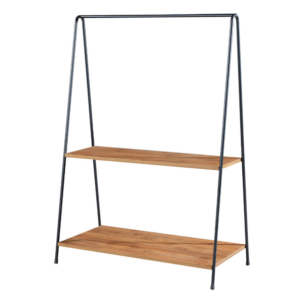 Kleiderständer Bramsnæs mit 2 Ablagen 139 x 100 x 46 cm Schwarz / Walnuss-Optik [en.casa]