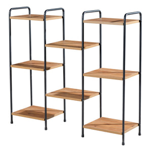 Standregal Birkerød mit 8 Ablageflächen 100 x 110 x 30 cm Schwarz / Walnuss-Optik [en.casa]