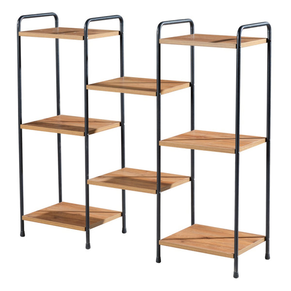 Standregal Birkerød mit 8 Ablageflächen 100 x 110 x 30 cm Schwarz / Walnuss-Optik [en.casa]