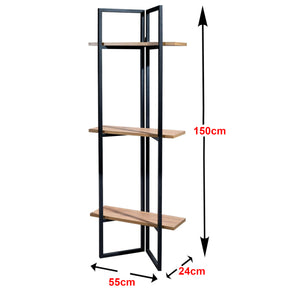 Standregal Bjerringbro 150 x 55 x 24 cm Schwarz / Walnuss-Optik [en.casa]