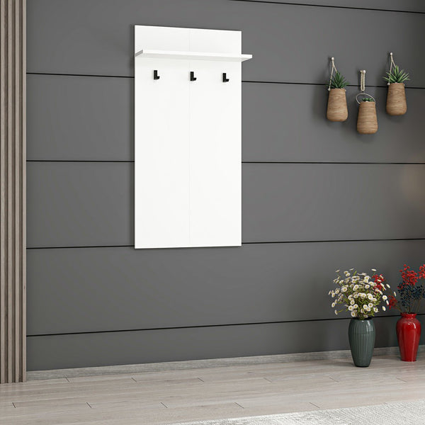 Garderobenpaneel Farsø mit Ablage und 3 Haken Weiß [en.casa]