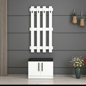 Garderobenpaneel mit Schuhbank Farum Weiß [en.casa]