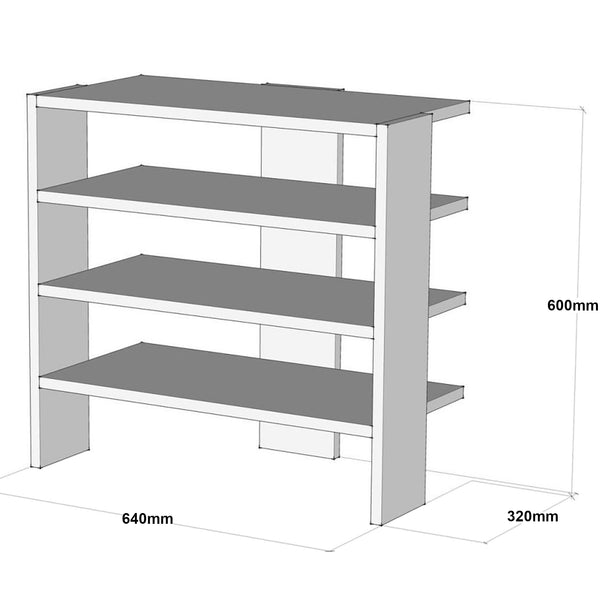 Schuhregal Gudme mit 4 Ablagen Weiß [en.casa]