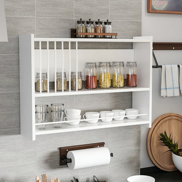 Wandregal Helsingør mit 3 Ablagen Weiß [en.casa]