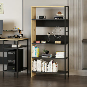 Bücherregal Herlev mit 4 Ablagen Artisan Eicheoptik / Schwarz [en.casa]