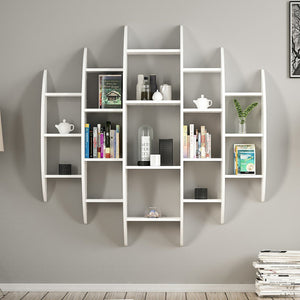 Wandregal Dianalund 147x146x29 cm Weiß [en.casa]