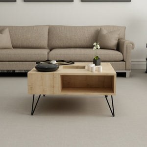 Couchtisch Gråsten mit Ablagefächern Saphir Eiche / Schwarz [en.casa]