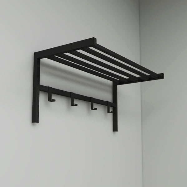 Wandgarderobe Tolga mit Hutablage Schwarz [en.casa]