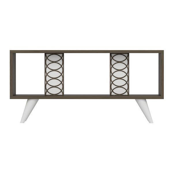 Fernsehtisch Ockelbo 45x90x30 cm Weiß / Walnuss [en.casa]