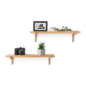 Wandregal Rødby 2er Set 55x15x12 cm Buche [en.casa]