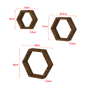 Wandregal-Set Stubbekøbing 3-tlg. Kiefernholz Dunkler Holzton [en.casa]