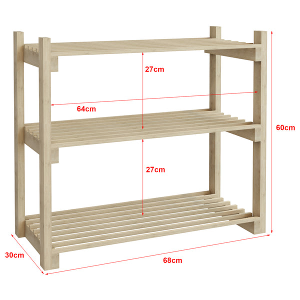Schuhregal Them mit 3 Ablagen Kiefernholz [en.casa]