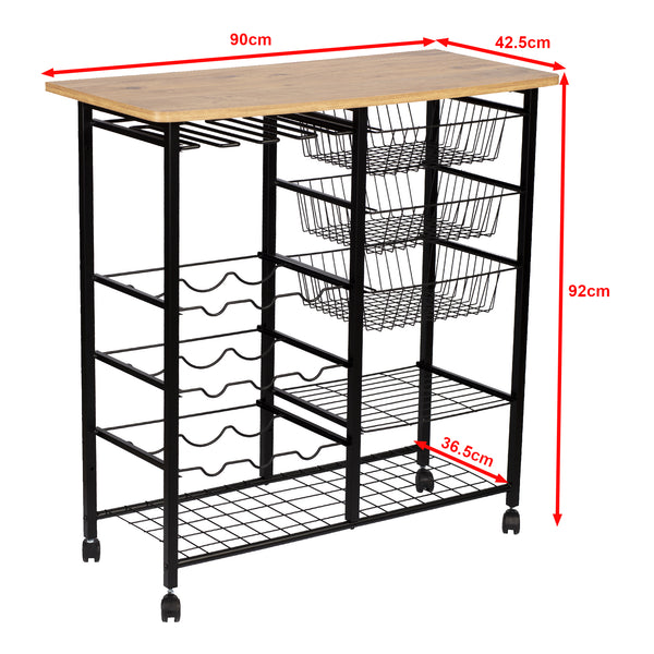 Servierwagen Rønnede Metall Schwarz [en.casa]
