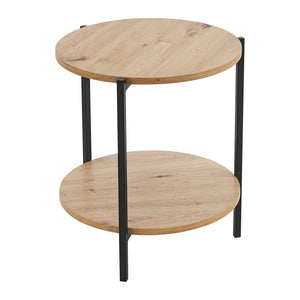 Beistelltisch Kuopio 50xØ40cm Schwarz/Holzoptik [en.casa]