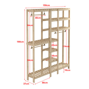 Garderobenständer Fjaler 190x150x37 cm Kiefernholz [en.casa]