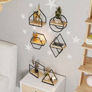 Wandregalset Outokumpu 6er Set Schwarz/Natur [en.casa]