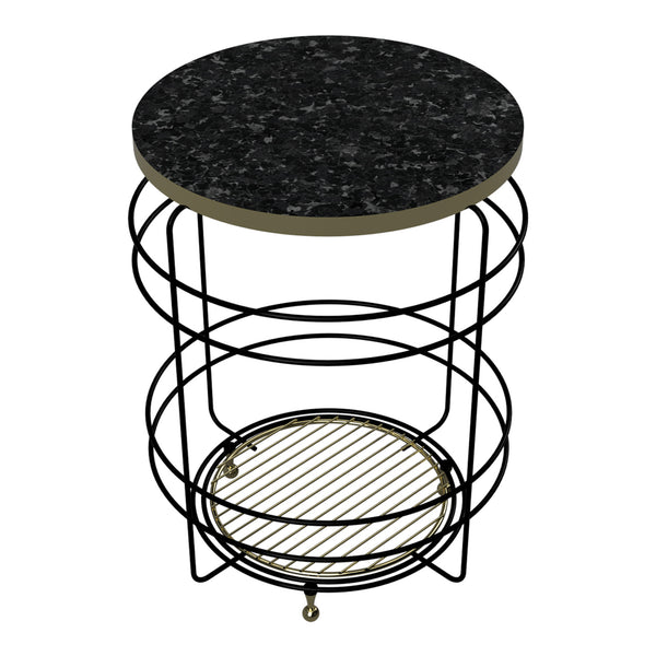 Korbtisch Padasjoki  Marmoroptik, schwarz [en.casa]