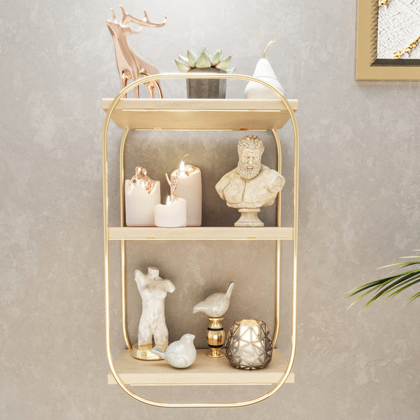 Wandregal Parkano 47x28x14 cm Goldfarben [en.casa]