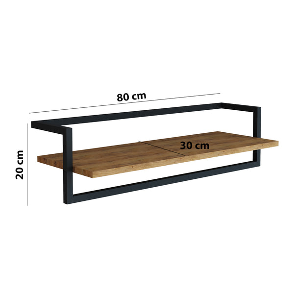 Wandgarderobe Evje 80x30x20cm Holzfarben/Schwarz [en.casa]