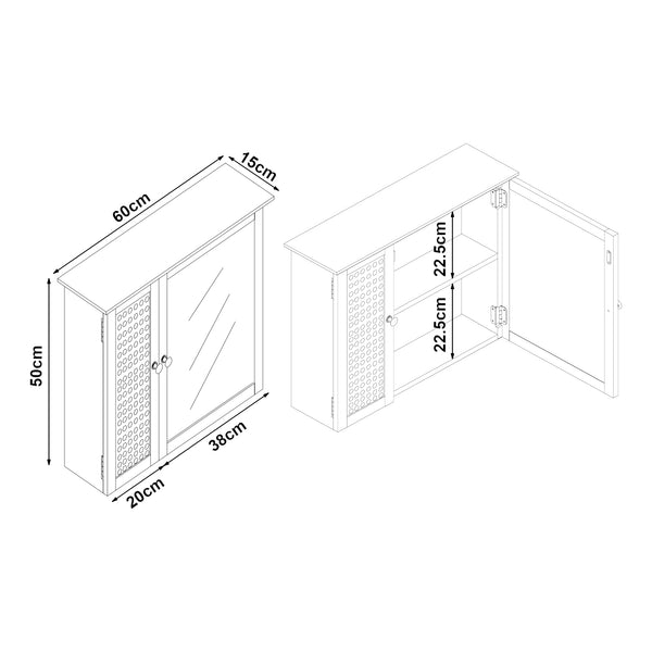 Spiegelschrank Karlsøy 50x60x15cm Weiß [en.casa]