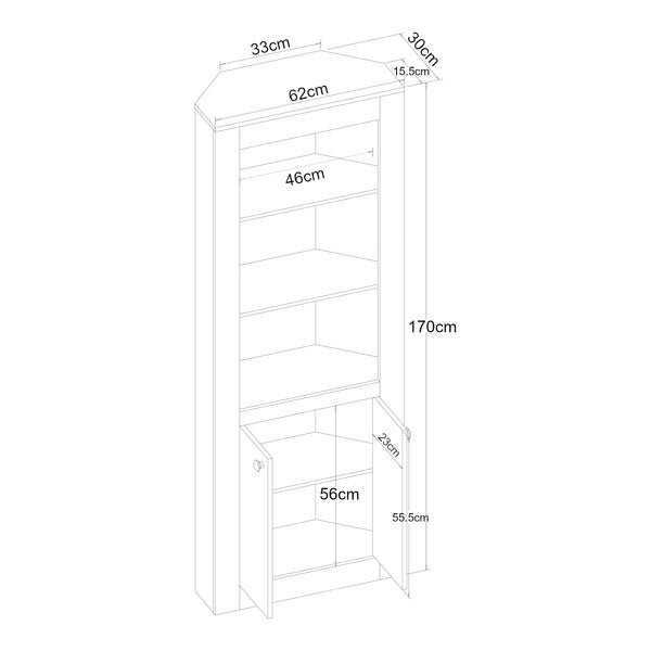 Eckschrank Eura 170x62x30cm Eiche [en.casa]