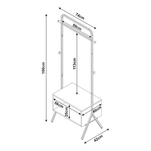 Garderobenständer Averøy 180x74x42cm Schwarz/Walnuss [en.casa]