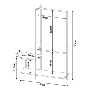 Garderobenständer Bø 150x100x34cm Schwarz [en.casa]