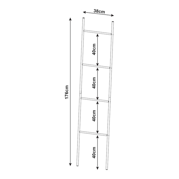 Handtuchleiter Bodø Stahl 176x38 cm Schwarz [en.casa]