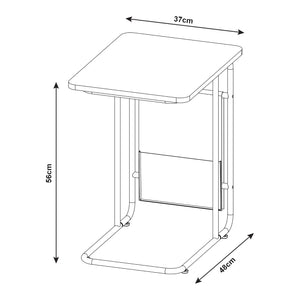 Laptoptisch Dyrøy 56x48x37cm Weiß/Eiche [en.casa]