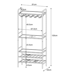 Weinregal Hustadvika 120x61x33cm Schwarz/Eiche [en.casa]