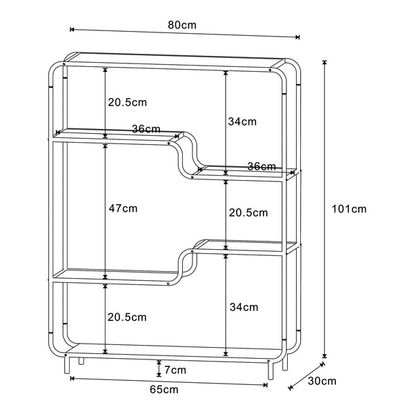 Standregal Kristiansand 101x80x30 cm Schwarz/Eiche-Optik [en.casa]