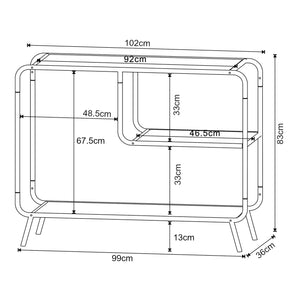 Konsolentisch Krødsherad 83x102x36cm Schwarz/Eiche [en.casa]