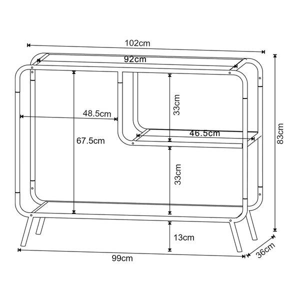 Konsolentisch Krødsherad 83x102x36cm Schwarz/Eiche [en.casa]