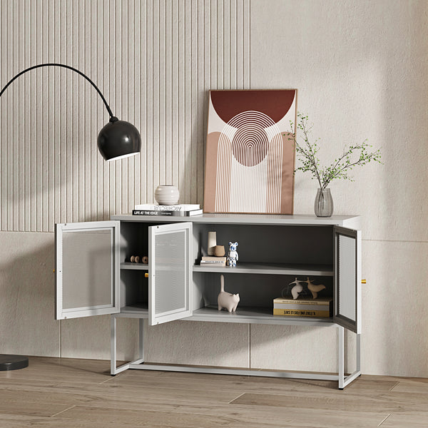 Sideboard Sund mit 3 Türen Stahl Grau [en.casa]